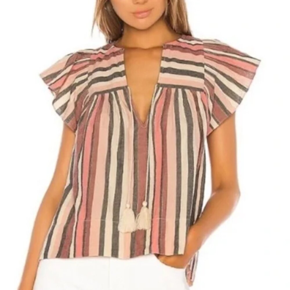 Ulla Johnson Amba Top in Rosewood striped size 0